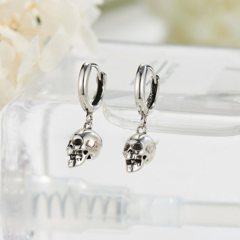 925 Silver Skull Drop Earrings for Women