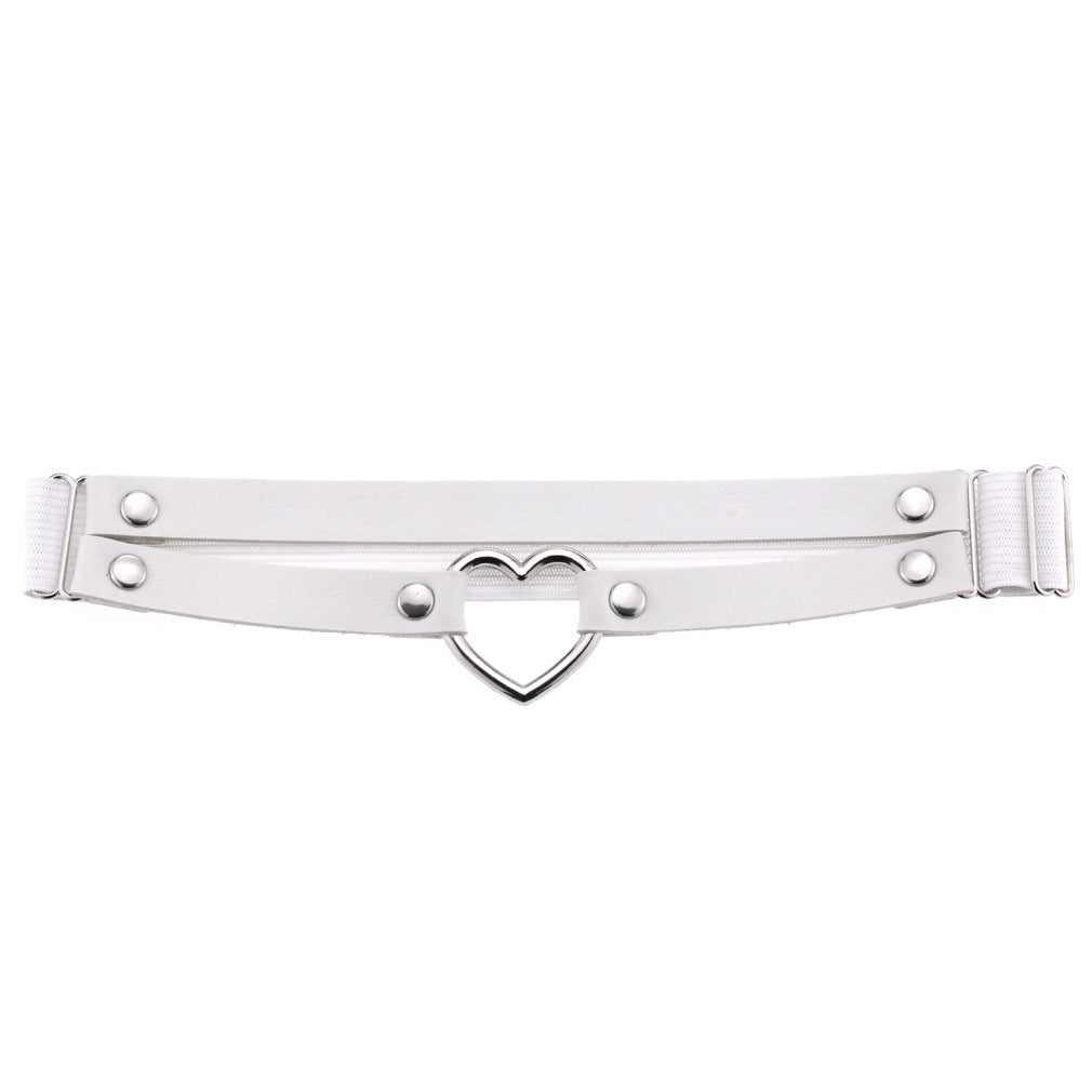 Black Faux Leather Garters Punk Heart