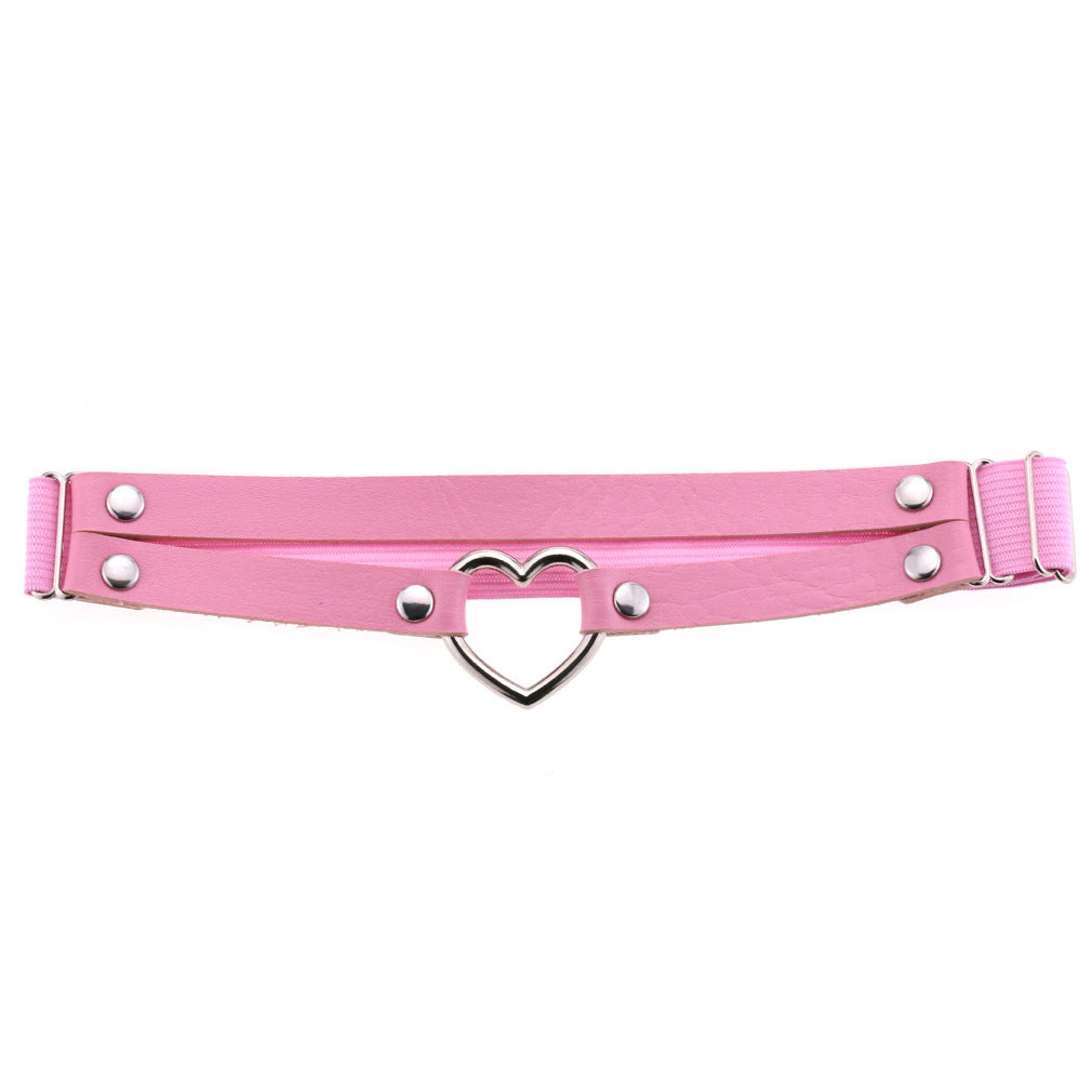 Black Faux Leather Garters Punk Heart