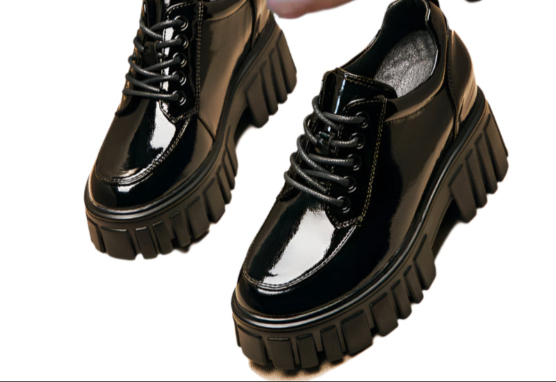 Gothic Shiny Leather Shoes Vegan Leather