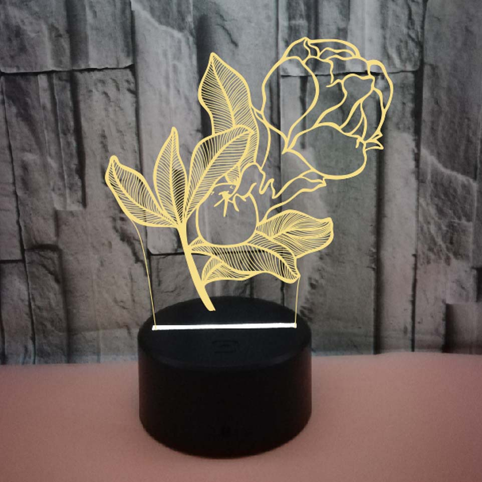 3D Rose Hologram Light