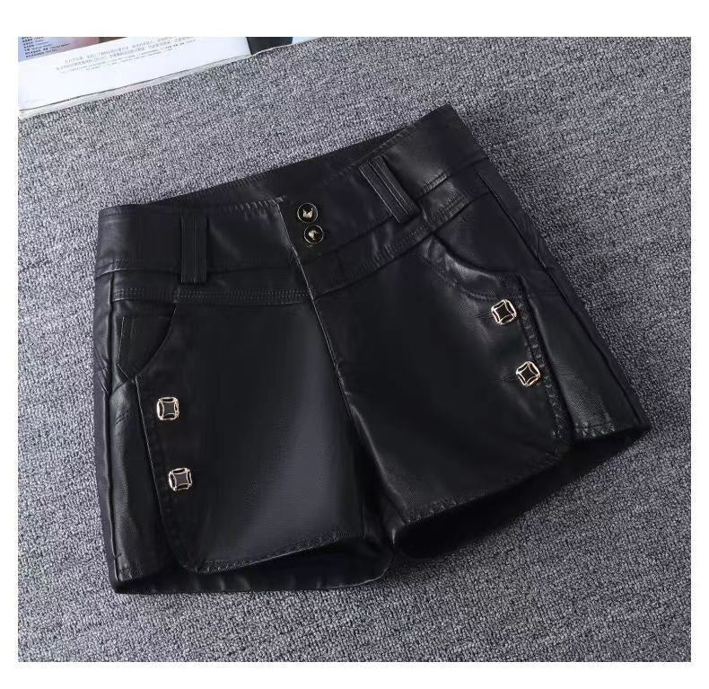 Black Vegan Leather Shorts