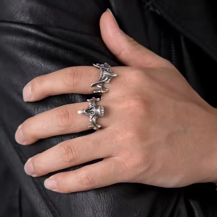 2 Pcs Skull Jaw Matching Ring Set