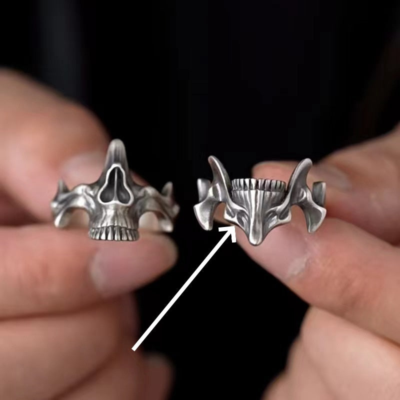 2 Pcs Skull Jaw gothic Ring Set