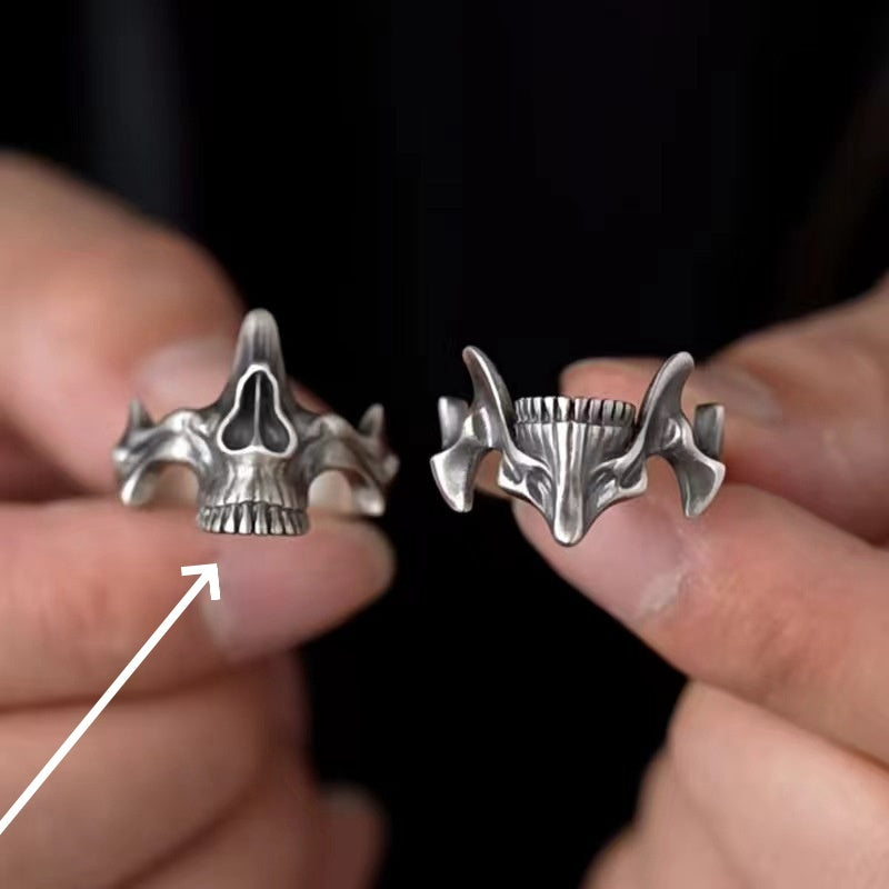 2 Pcs Skull Jaw Matching Ring Set
