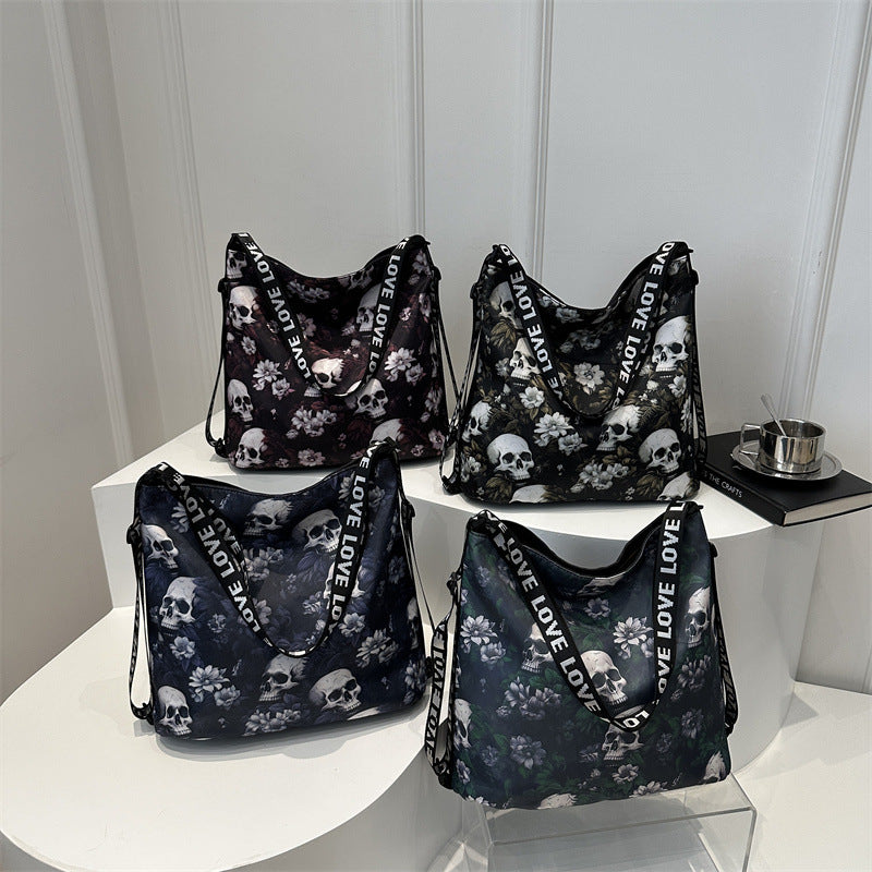 2 in 1 Convertible Floral Skull Pattern Backpack bag