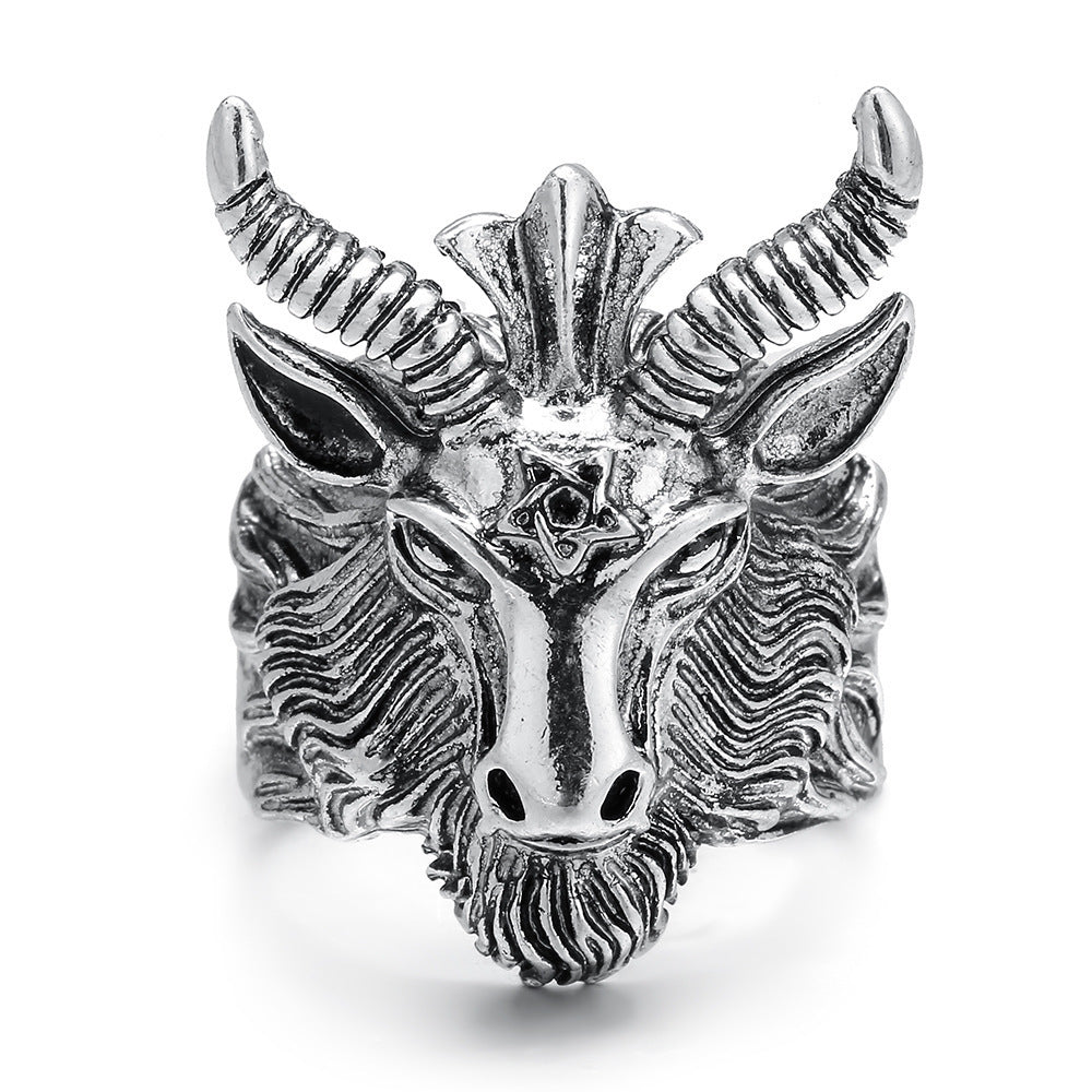 Pentagram Demon Goat Ring Baphomet Occult