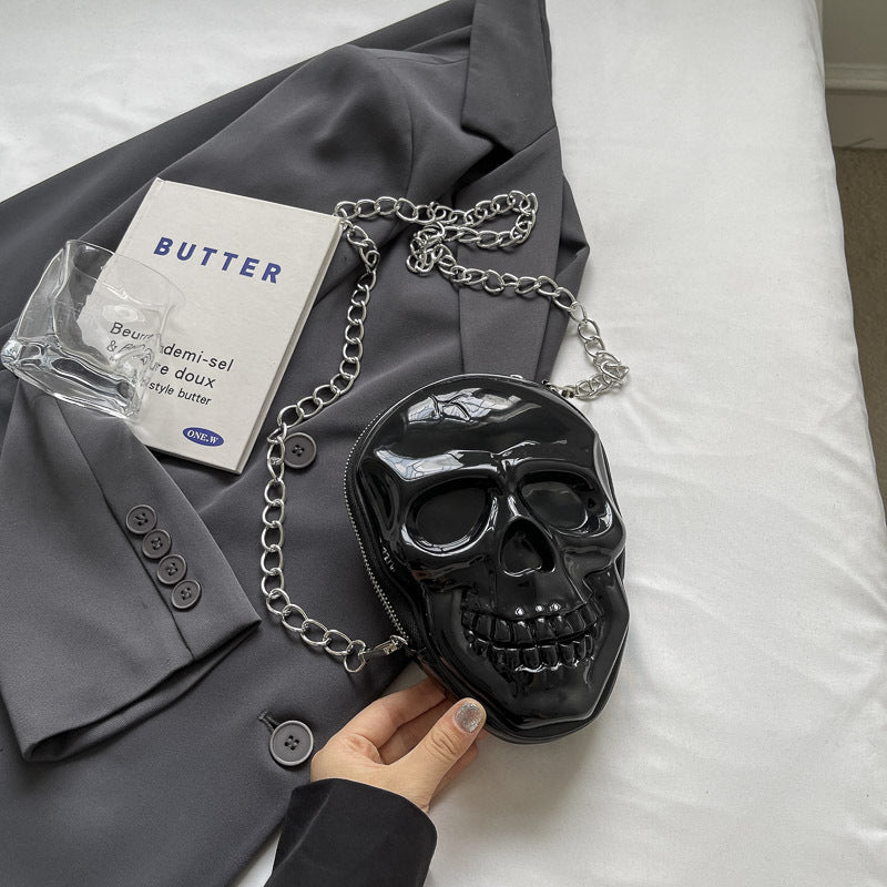 3D Skull Crossbody Bag Gothic Womens black