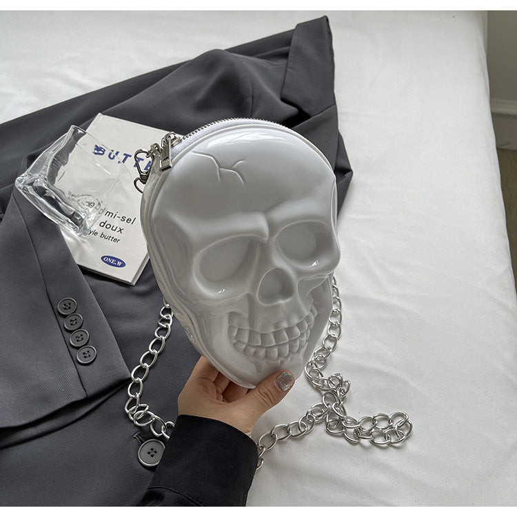 white 3D Skull Crossbody Bag Gothic Womens