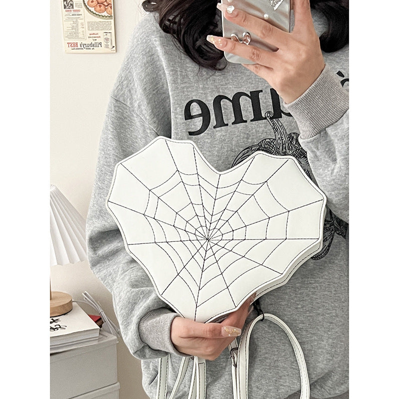 3 in 1 Gothic Heart Backpack with Spider Web Design white