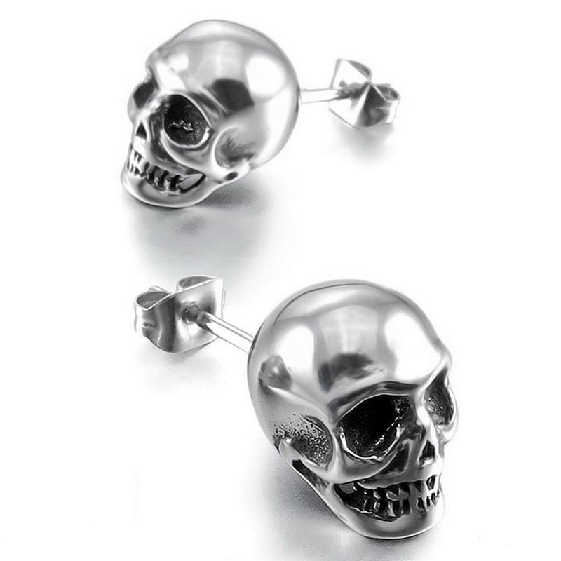 3d Steel Stud Skull Earrings