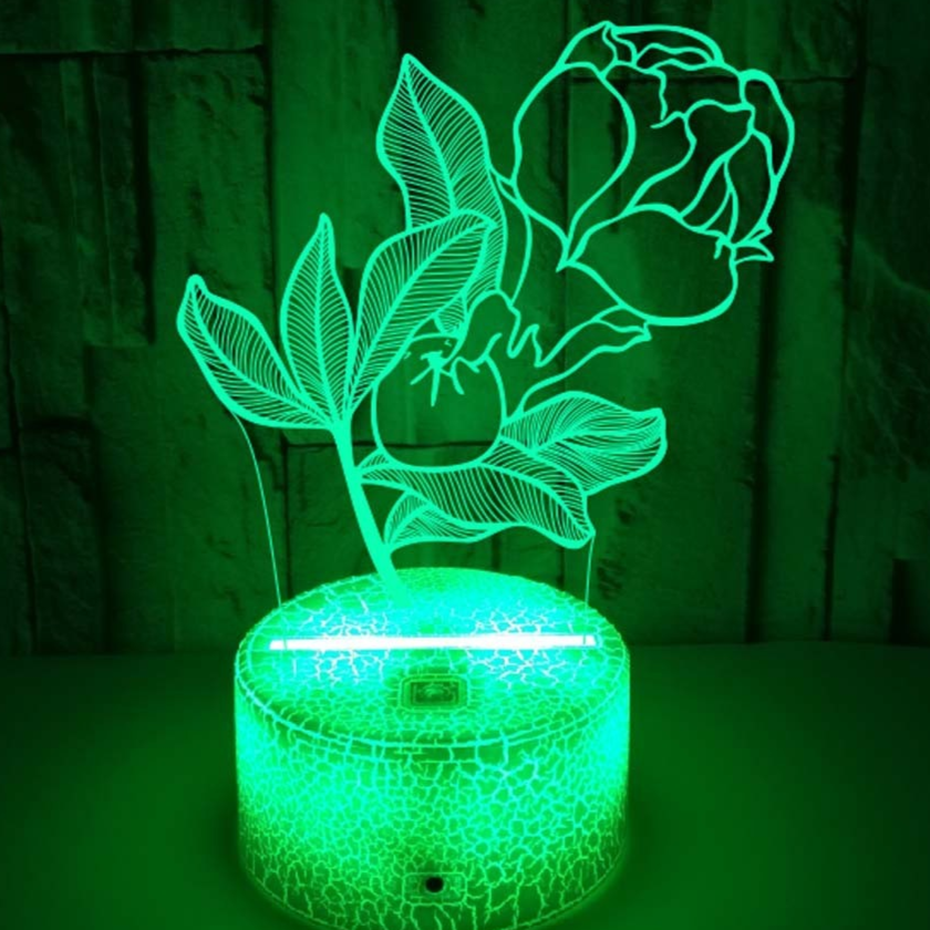 rose 3d Green Flower Hologram Light