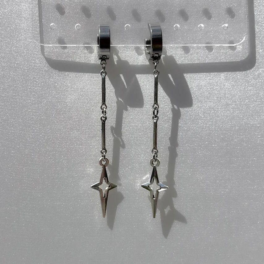 Silver Drop Star Earrings
