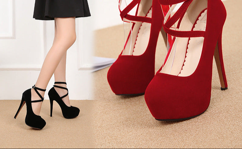 Black Strappy Platforms High Heels