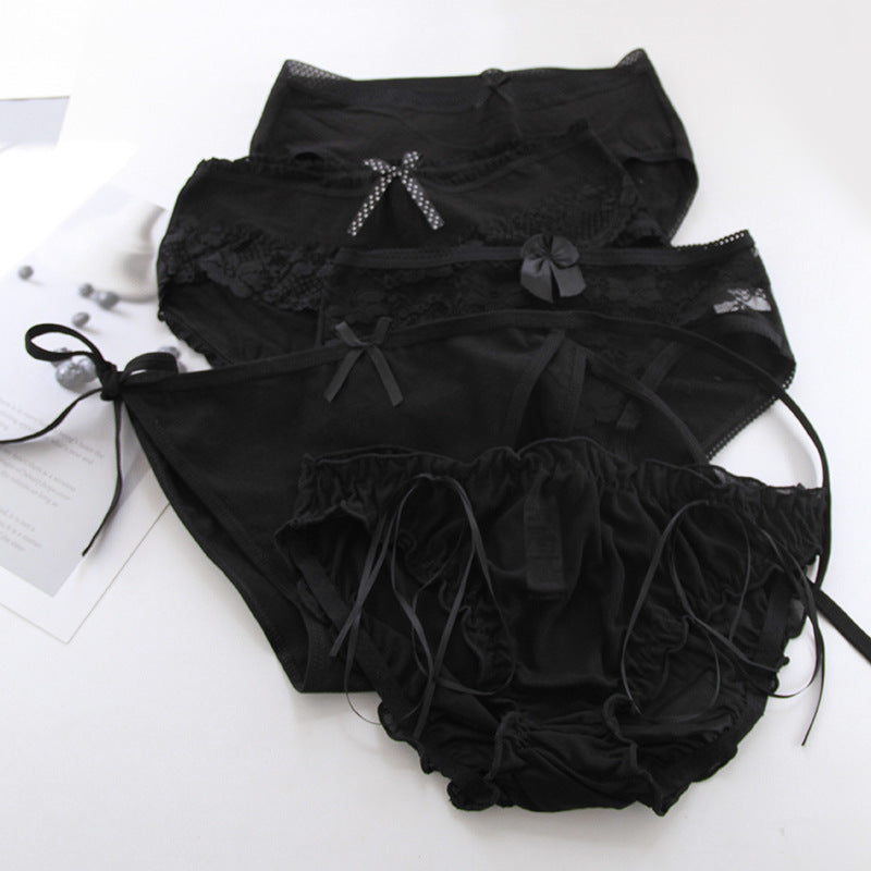 5 Pcs Black Goth Panties Set