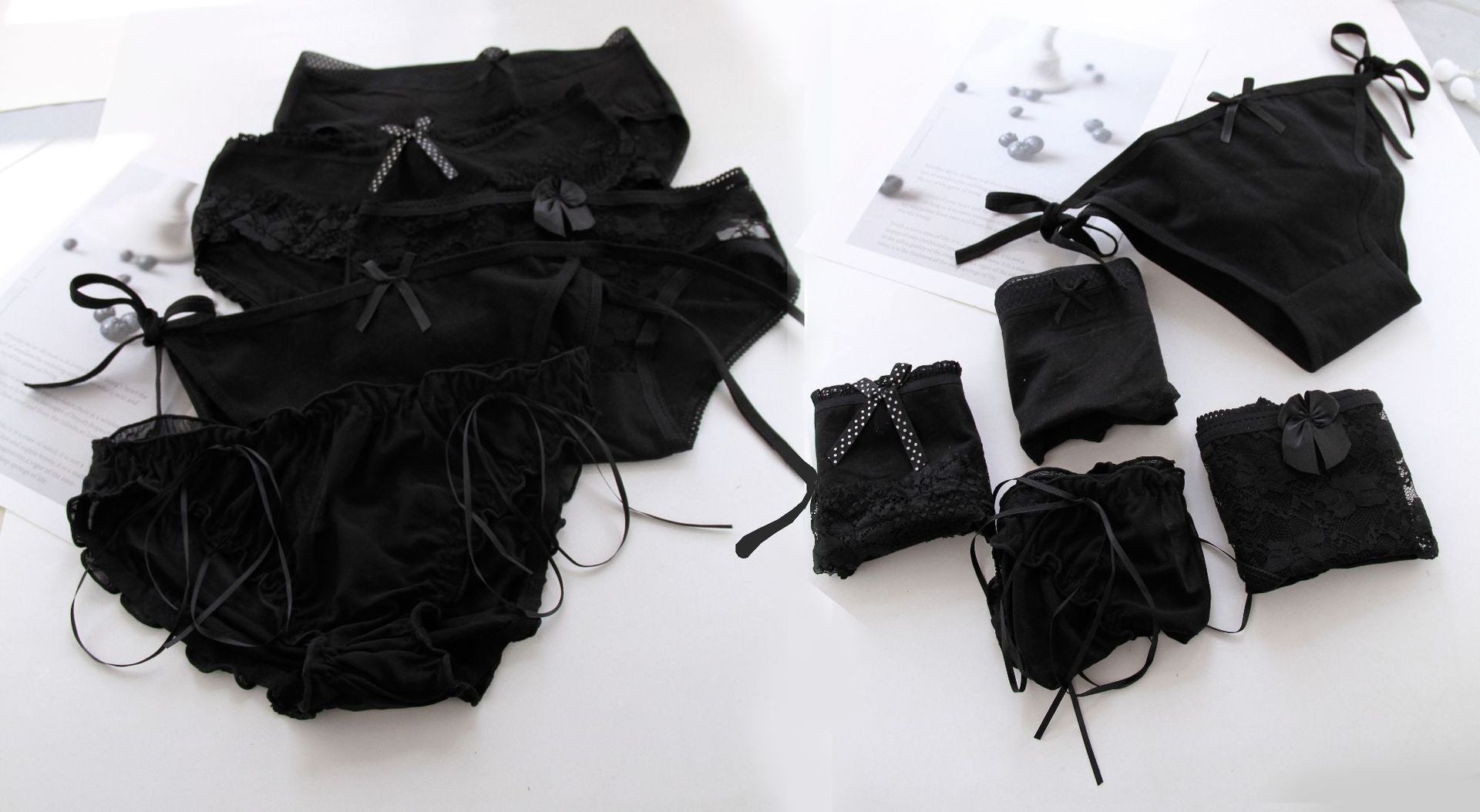 5 Pcs Black Goth Panties Set alt