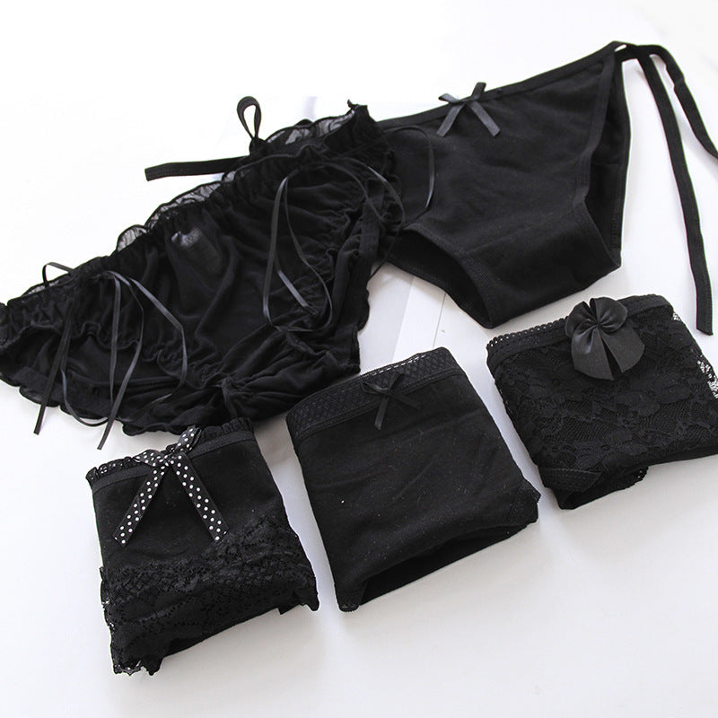 5 Pcs Black Gothic Panties Set
