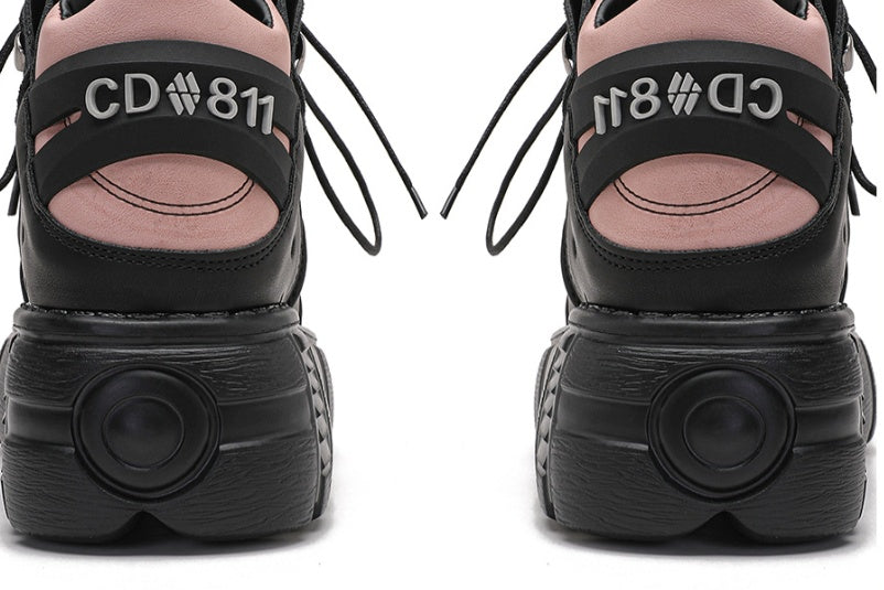 Goth oasis Black Pink Sneaker Platforms womens