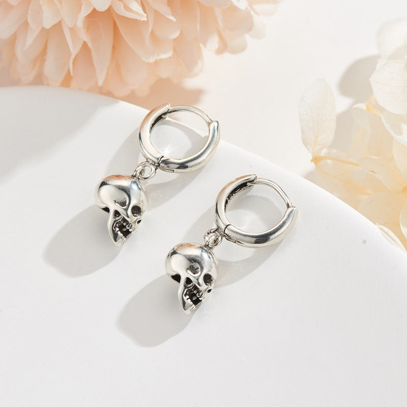 925 Silver Skull Drop Earrings for Women