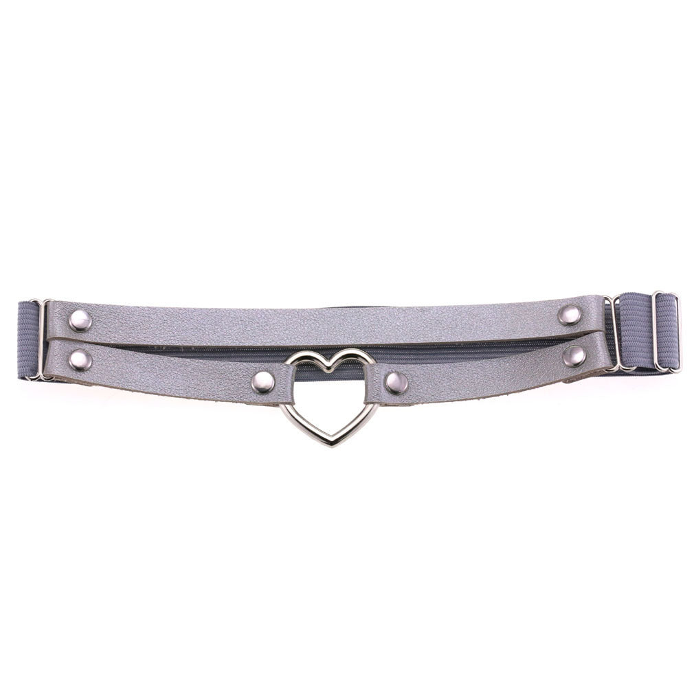 Black Faux Leather Garters Punk Heart