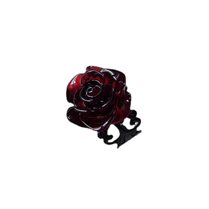 Gothic Red Rose Flower Adjustable Ring