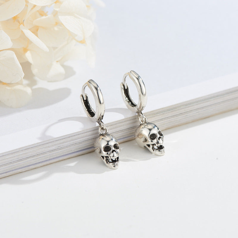 925 Silver Skull Drop Earrings for Women