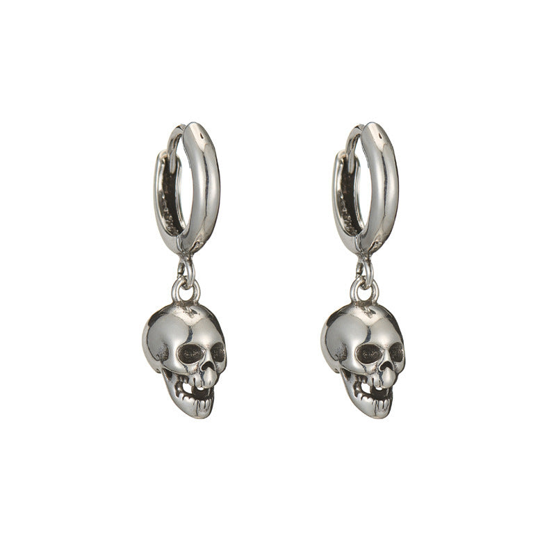 925 Silver Skull Drop Earrings for Women