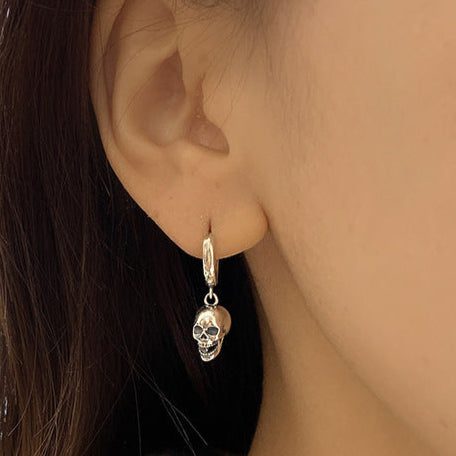 925 Silver Skull Drop Earrings for Women
