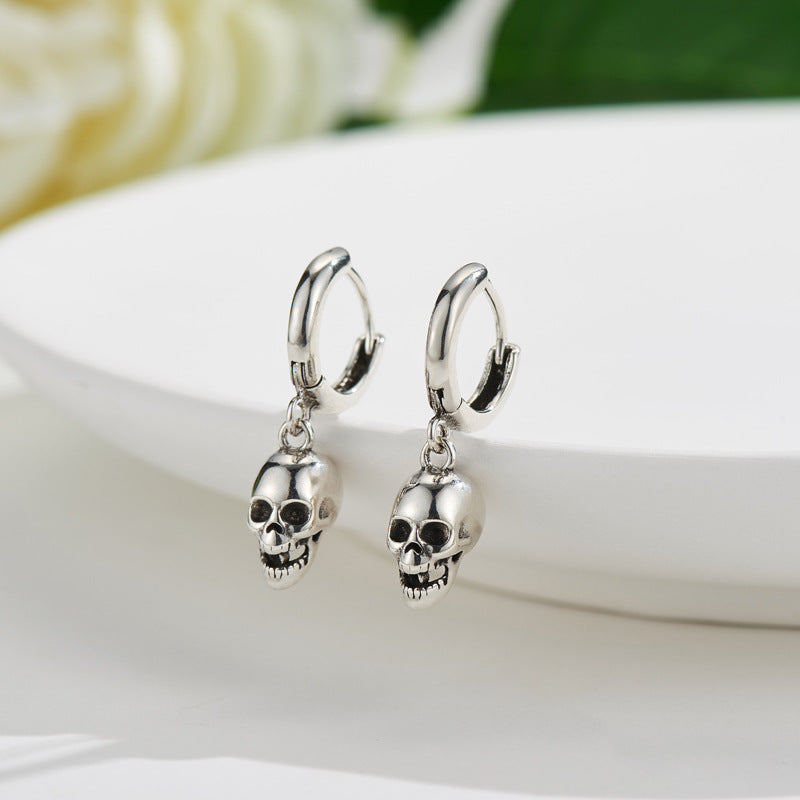 925 Silver Skull Drop Earrings for Women