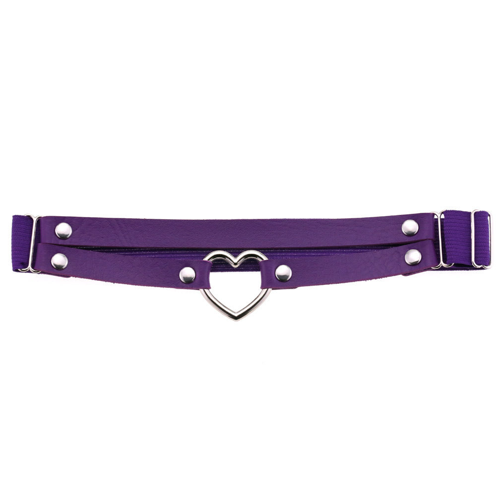 Black Faux Leather Garters Punk Heart