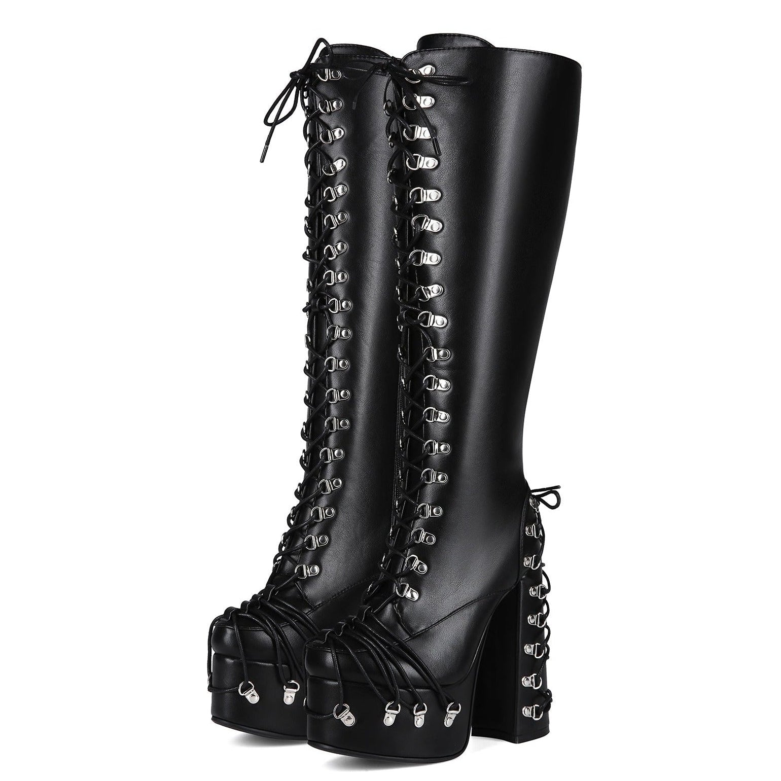 Alt Leather Lace Up High Heel Boots