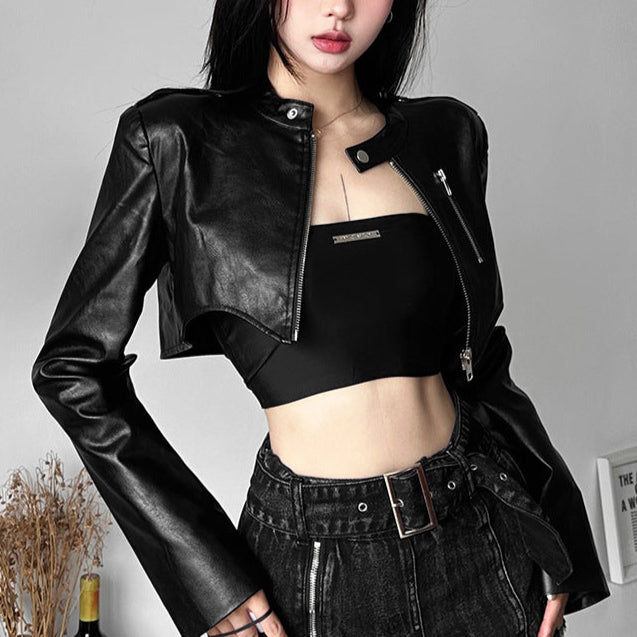 Alt Goth Crop Vegan Leather Jacket