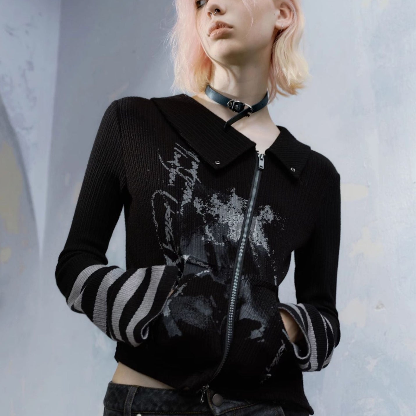 Alt Gothic Zipper Blouse