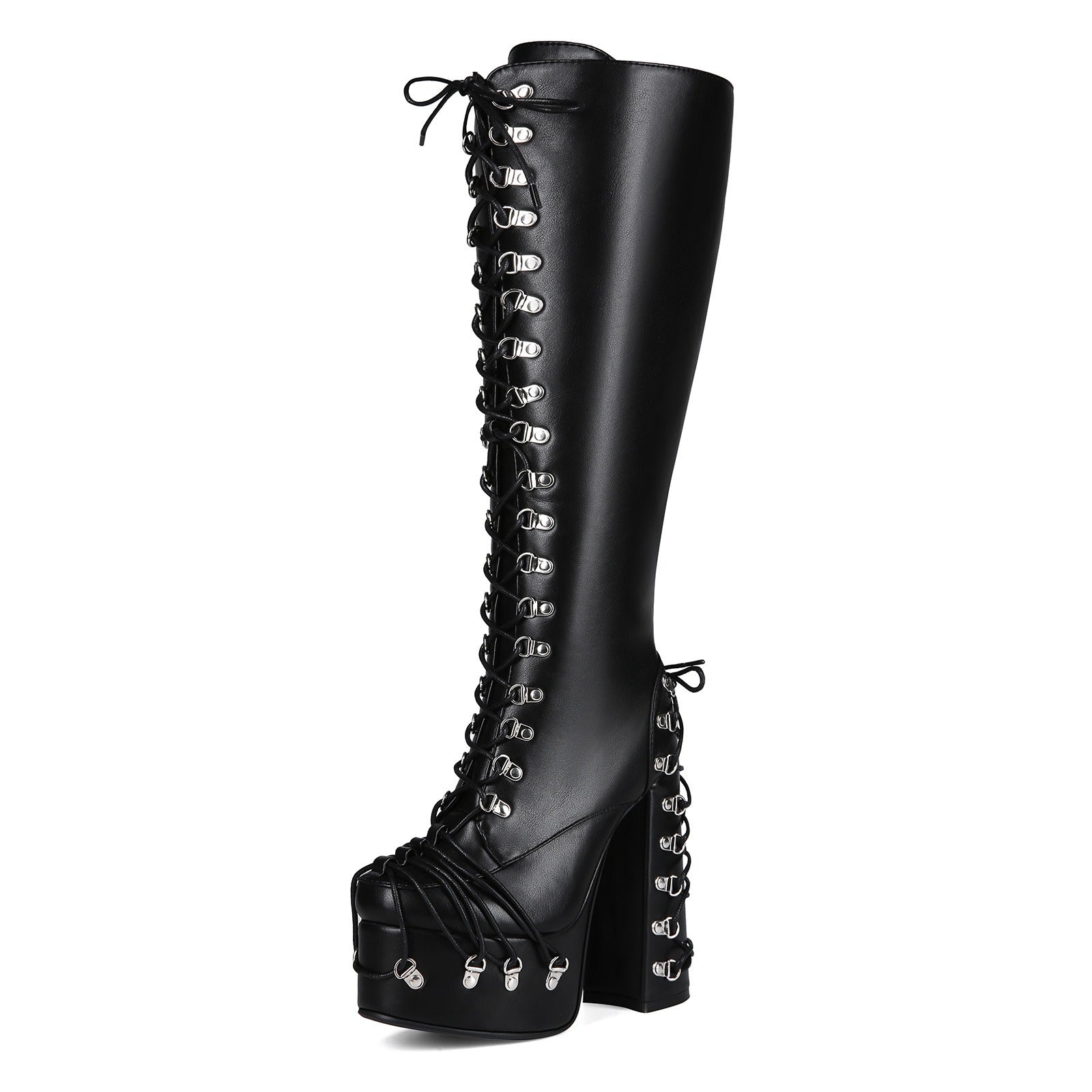 Alt Leather Lace Up Heel Boots