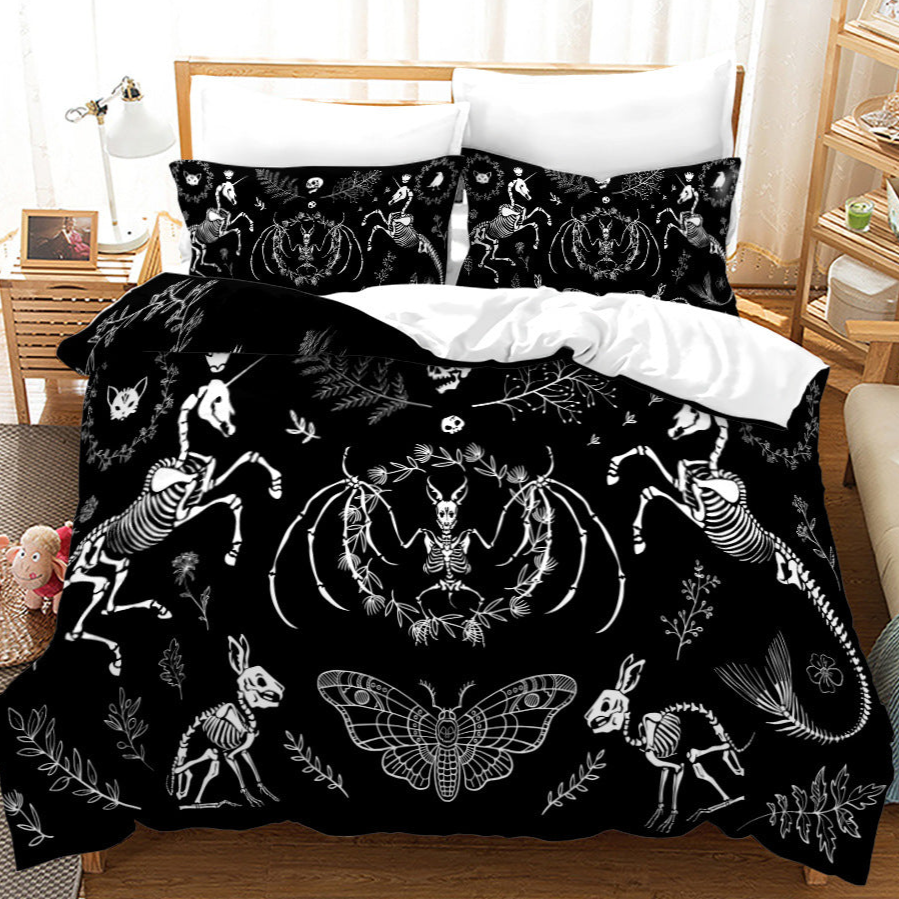 Animal Skeletons Gothic Bedding Set