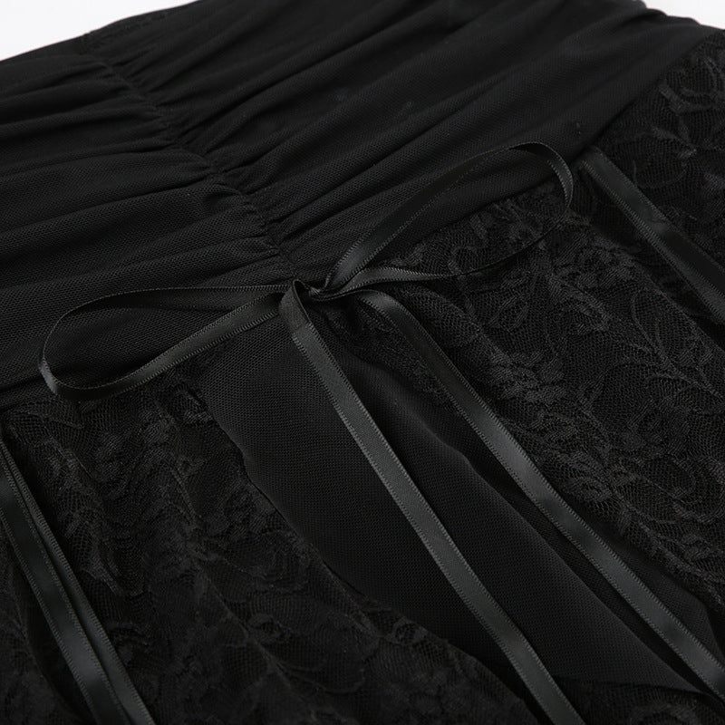 low waist Asymmetrical Black Skirt Goth