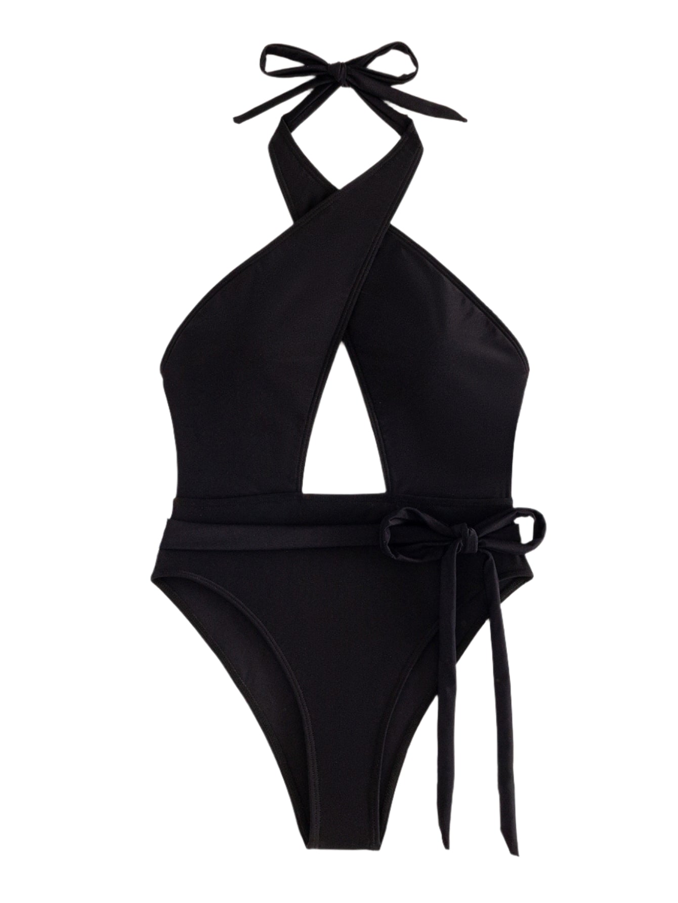Backless Black Haltertop Swimsuit