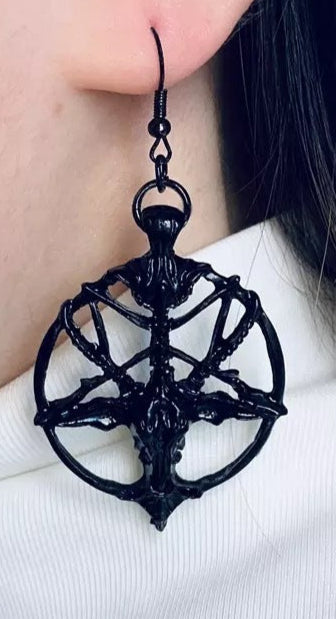 Baphomet Devil Sheep Pentagram Earrings