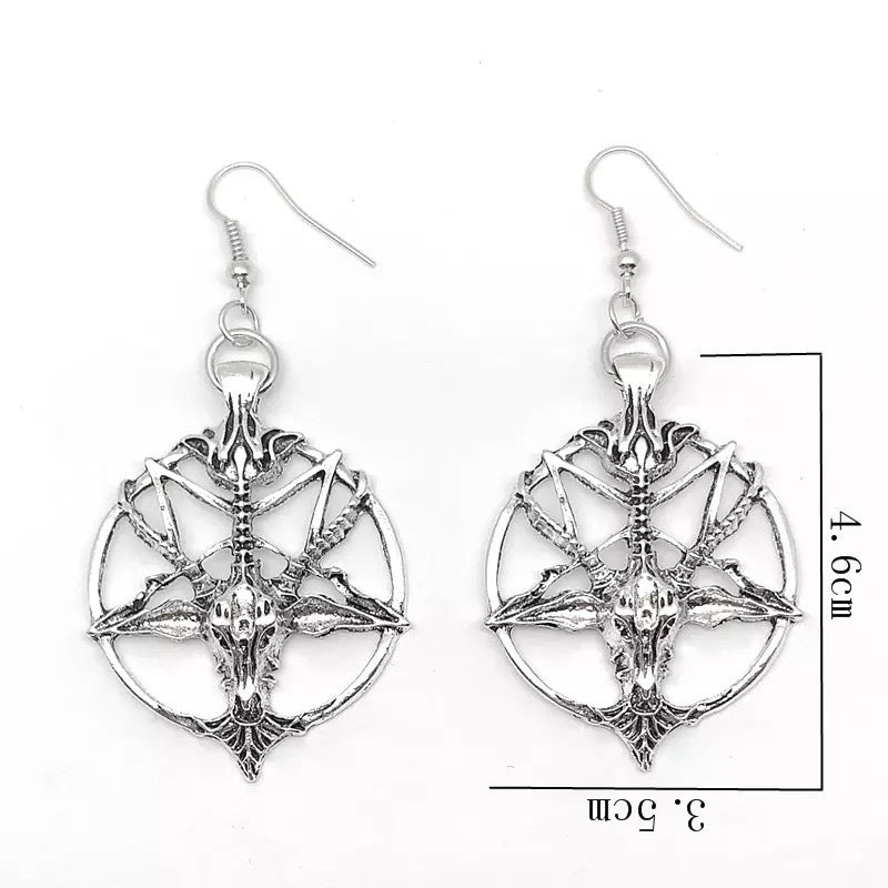 Baphomet Devil Sheep Pentagram Earrings
