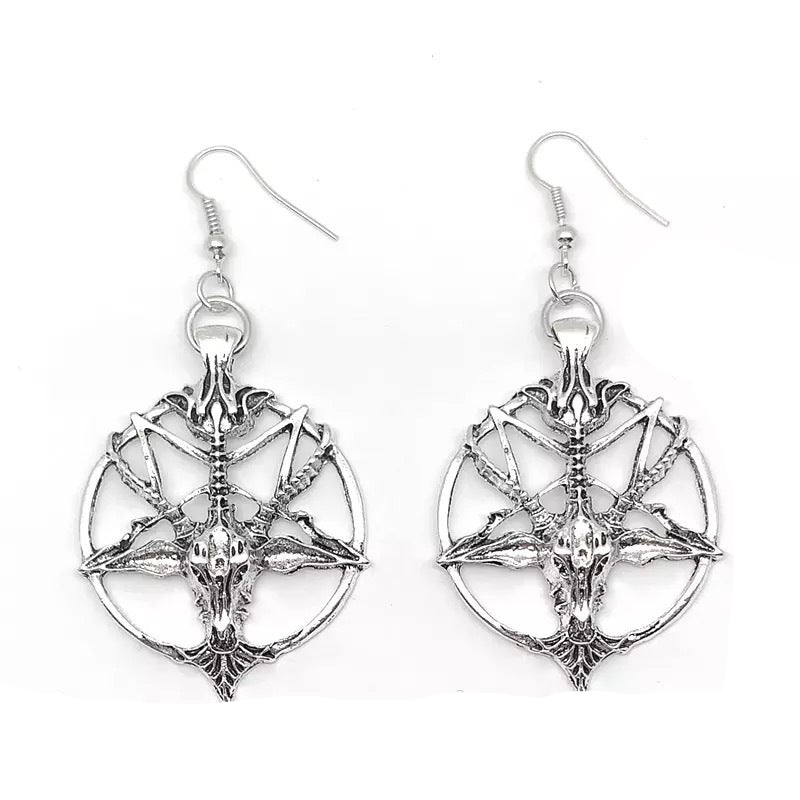 Baphomet Devil Sheep Pentagram Earrings