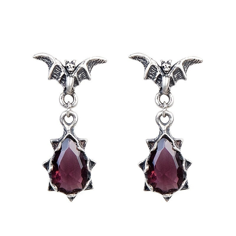 Bat Crystal Drop Earrings Womens