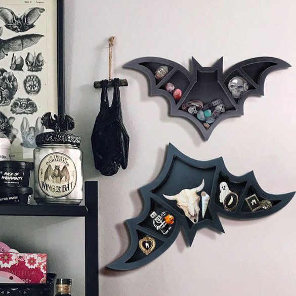Bat Shaped Wall Rack Shelf black