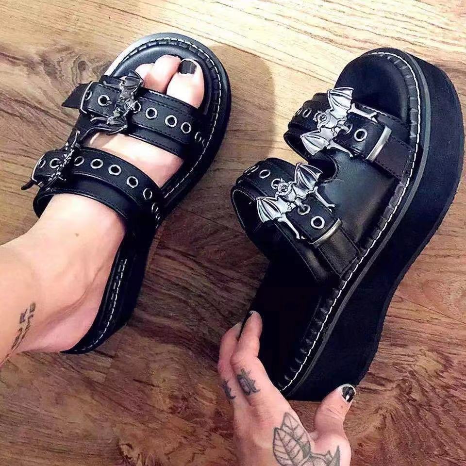 Bat Slides Sandals Gothic Summer Womens