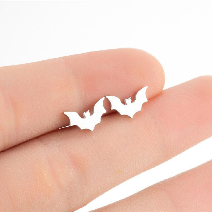 Bat Stud Earrings Stainless Steel