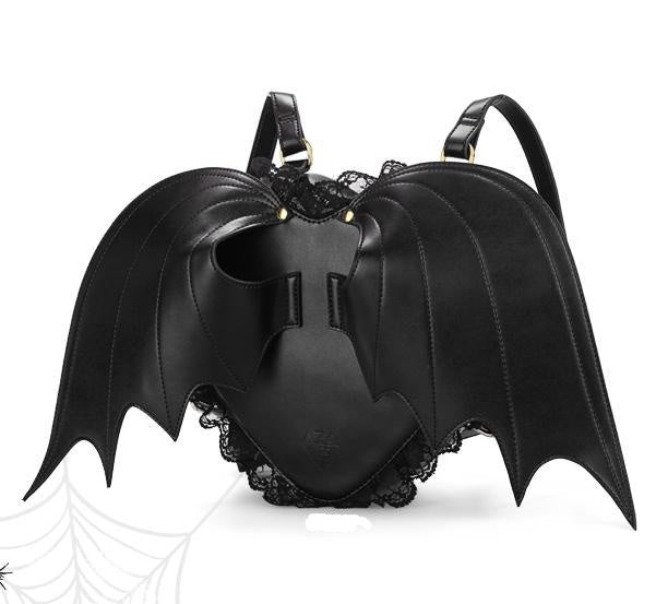 heart Bat Backpack Black Gothic Bat Wings Bag lace