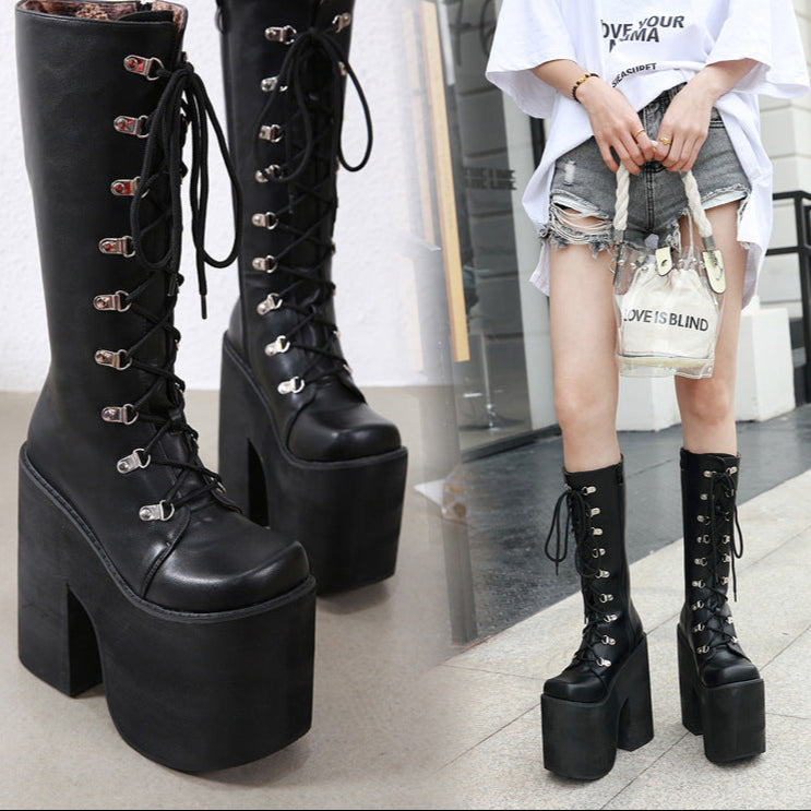 Black Alt Ultra High Heel Platform Boots