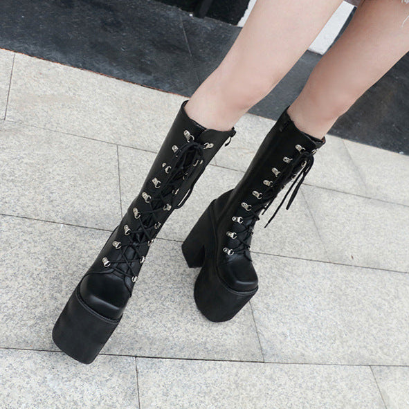 Black Alt Ultra High Heel Platform Boots