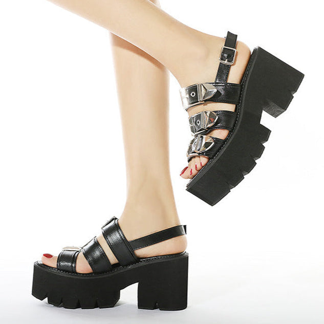 Black Alt Platform Sandals Womens