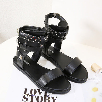 goth Black Ankle Gladiator Sandals