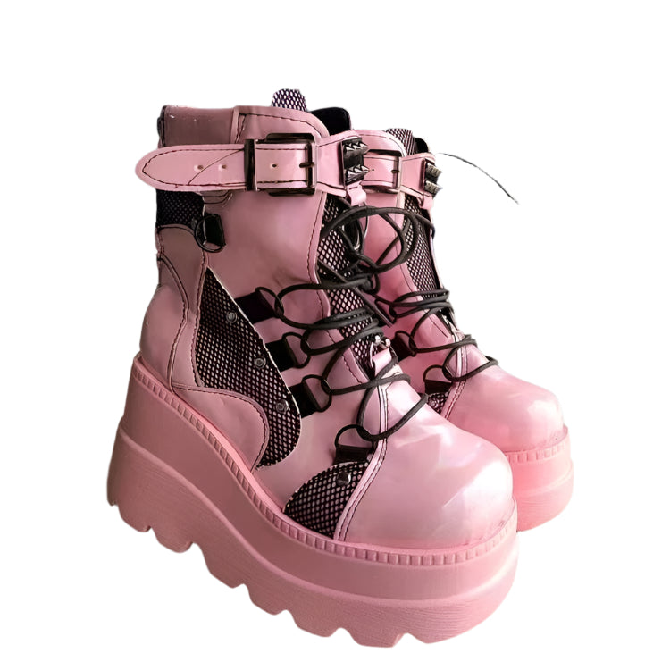 Black Ankle Wedge Platform Boots